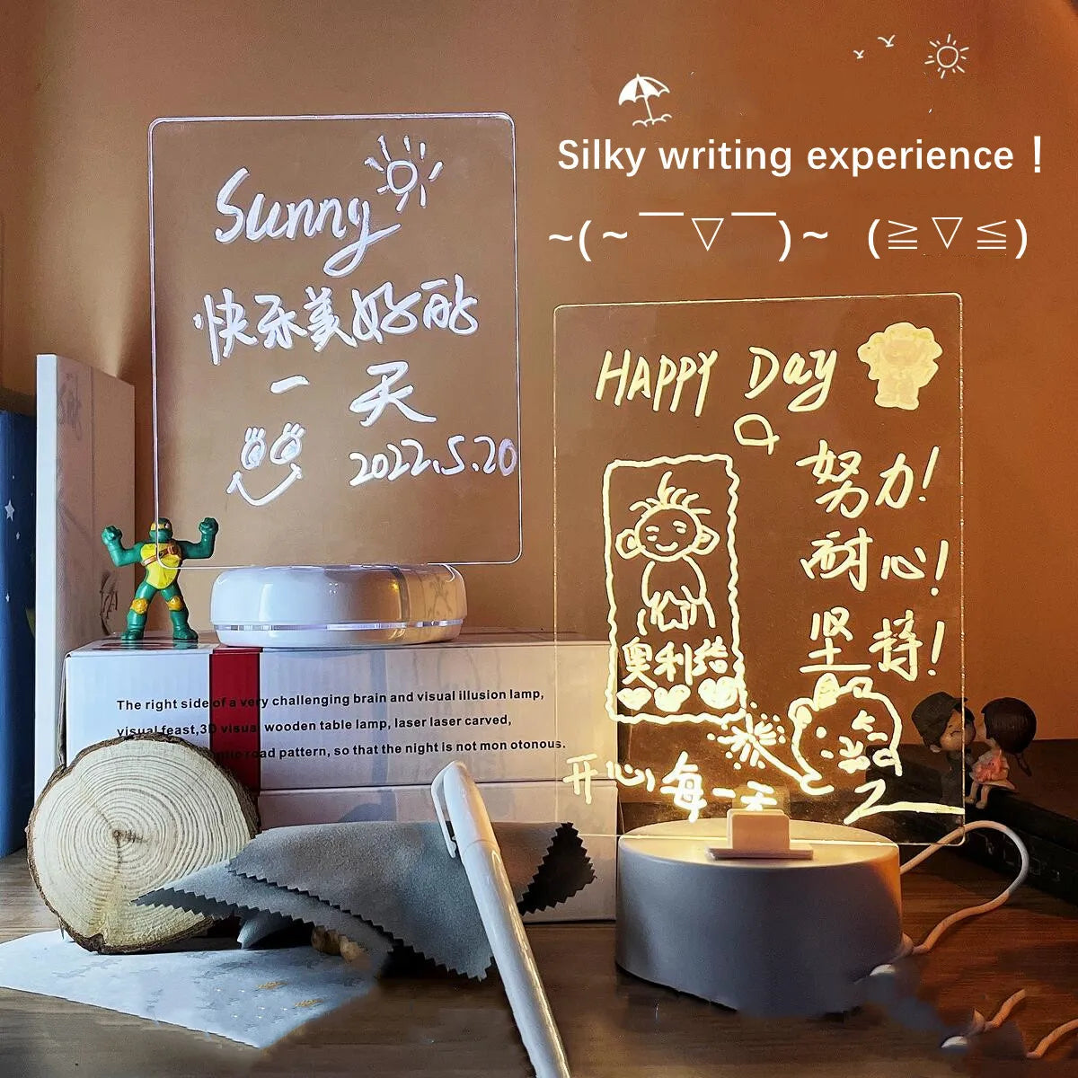 Led Night Light Note Board Rewritable Message Board