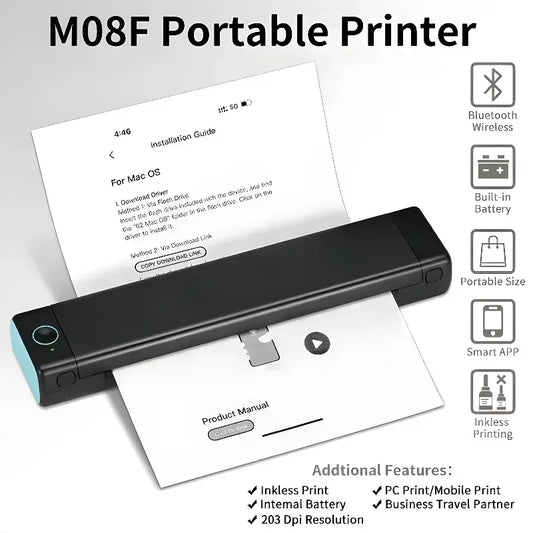 M08F A4 Portable Thermal Printer 8.26"x11.69"