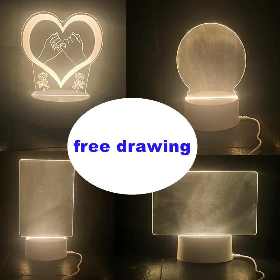 Led Night Light Note Board Rewritable Message Board