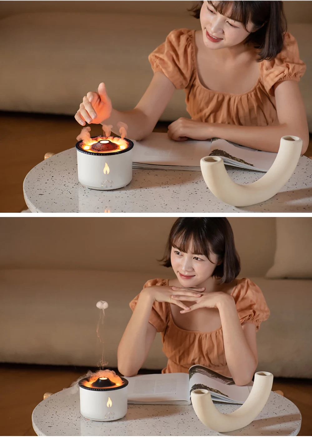 New Portable Volcano Flame Air Humidifier